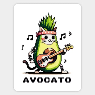 Pixel Punk Cat Guitarist - Avocado Fusion Art Magnet